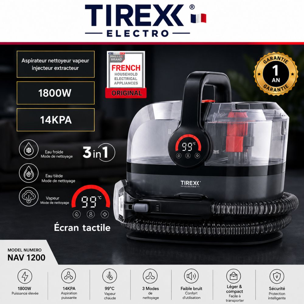 منظف بالبخار – مزيل للبقع – 600/800 واط TIREXX Nettoyeur – Détacheur – Vapeur 600/800W